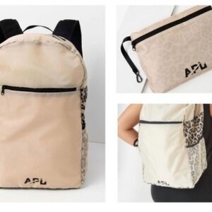 APL Beige Leopard Print Packable Backpack